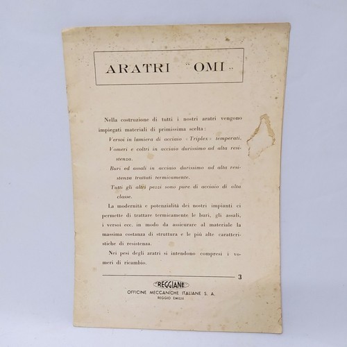 Reggiane descrizioni aratri - reggiane, e